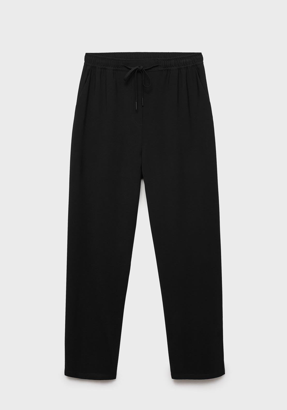 Mango Elastic waist flowy trousers - Black 8 Shaws Department Stores