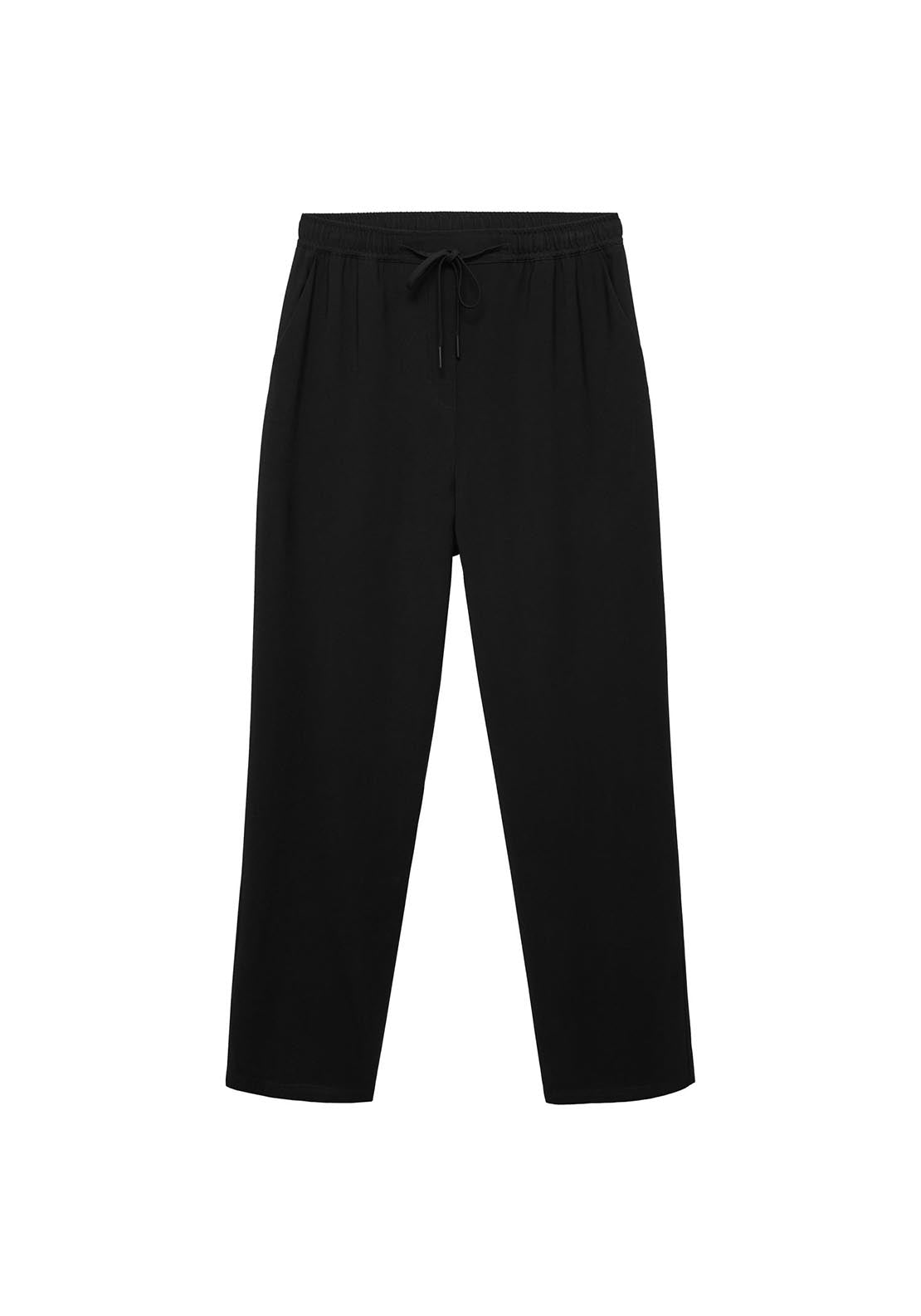 Mango Elastic waist flowy trousers - Black 9 Shaws Department Stores