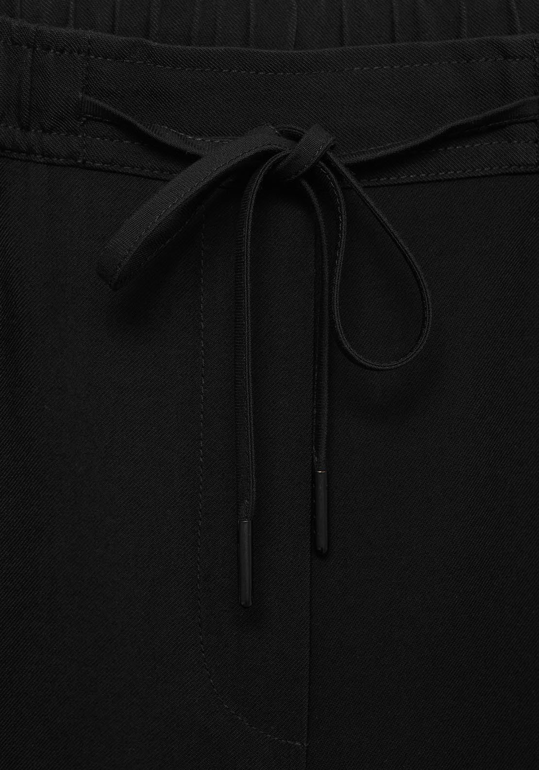 Mango Elastic waist flowy trousers - Black 10 Shaws Department Stores