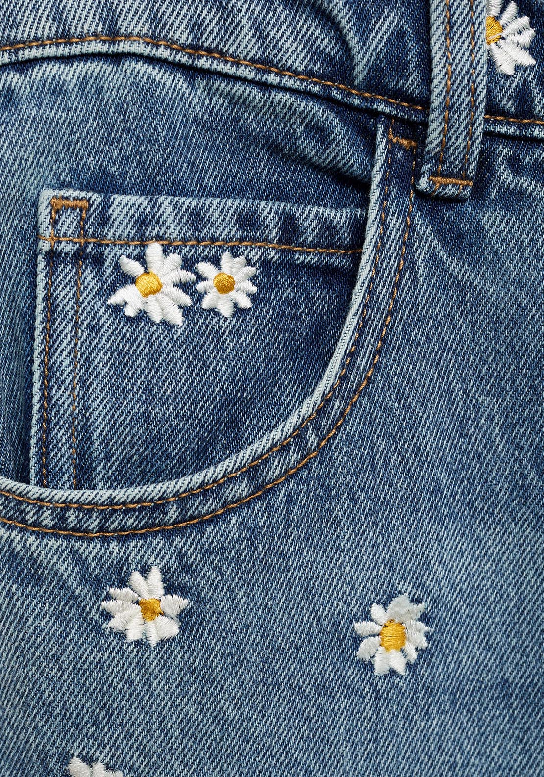 Mango Flower embroidered wideleg jeans - Open Blue 9 Shaws Department Stores
