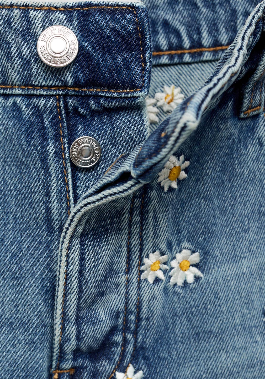 Mango Flower embroidered wideleg jeans - Open Blue 6 Shaws Department Stores
