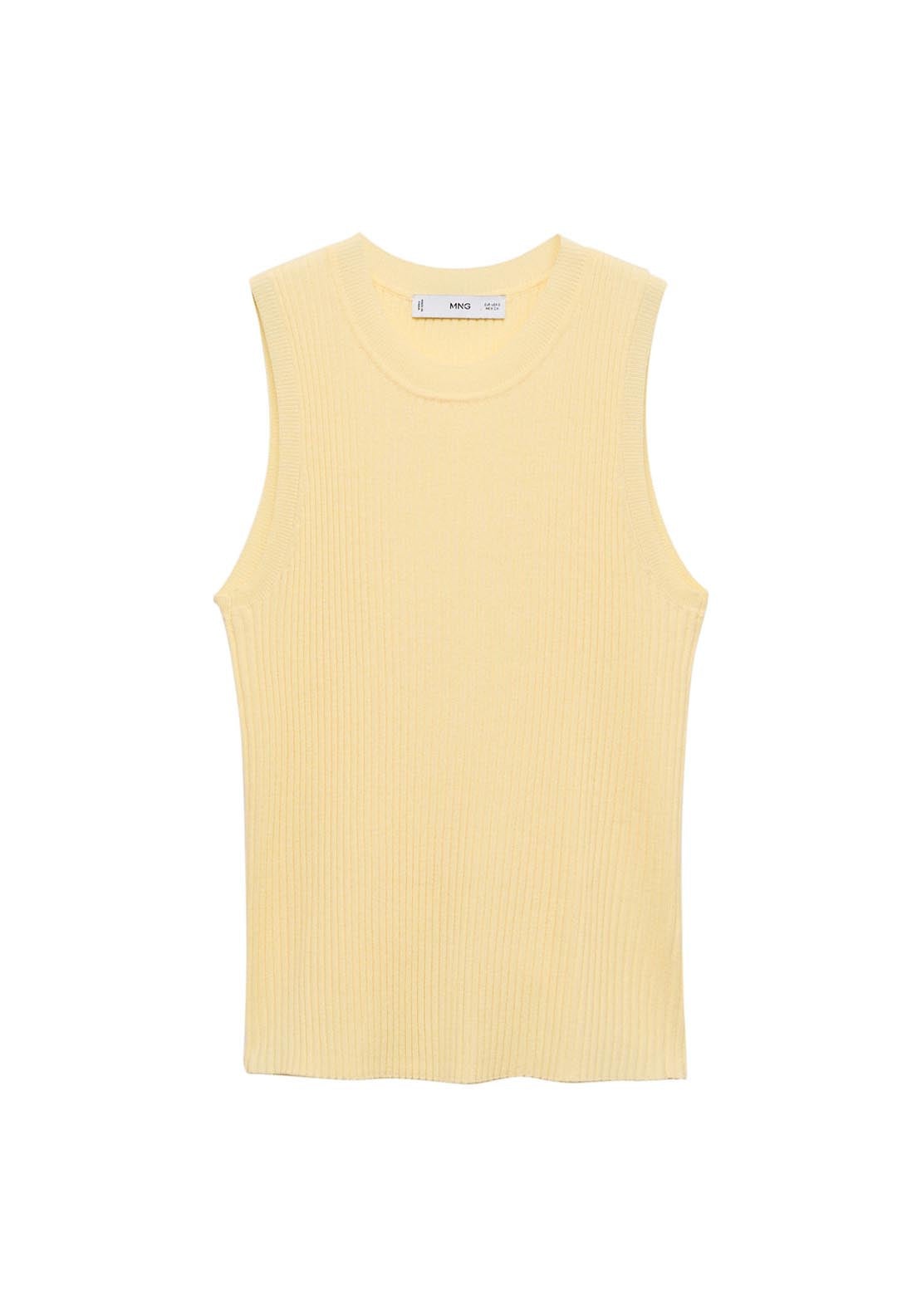 Mango Ribbed Knit Top - Light/pastel Yellow 6 Shaws Department Stores