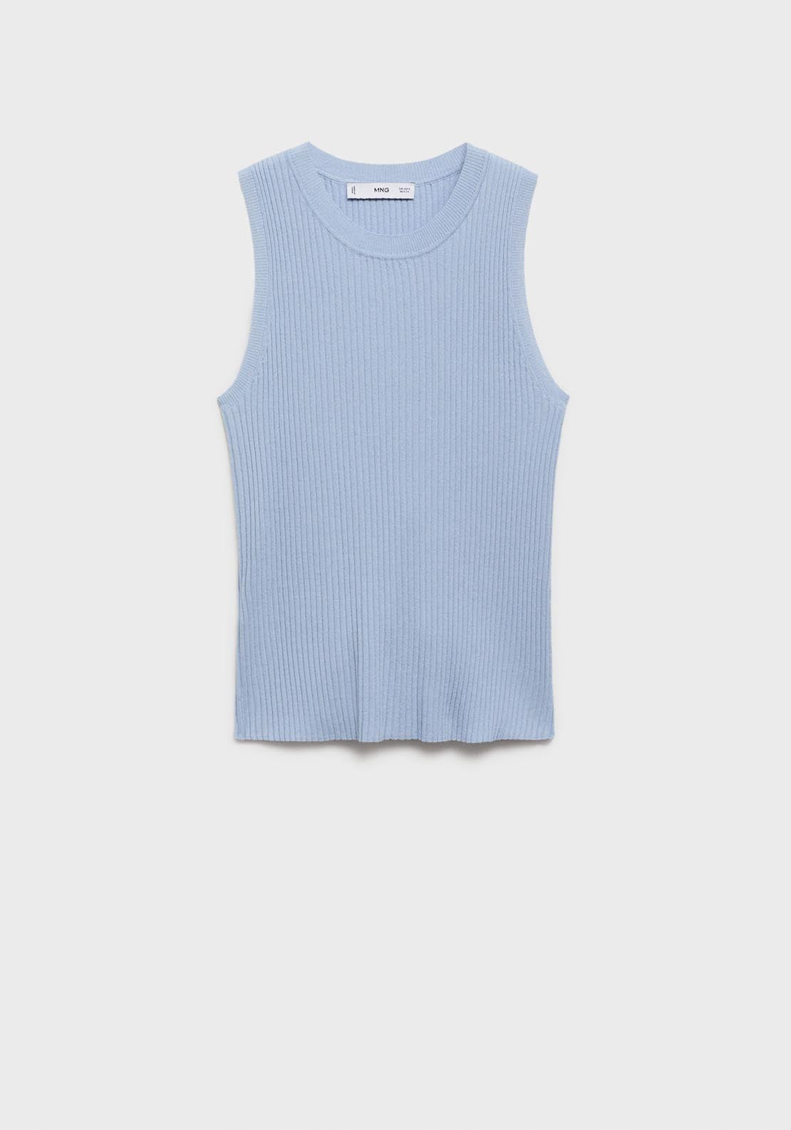 Mango Ribbed Knit Top - Light/pastel Blue 6 Shaws Department Stores