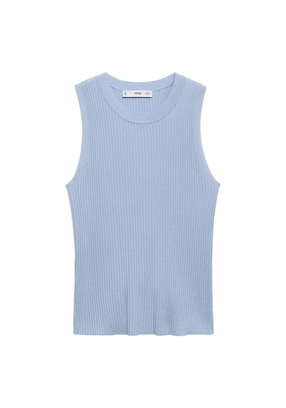Mango Ribbed Knit Top - Light/pastel Blue 7 Shaws Department Stores