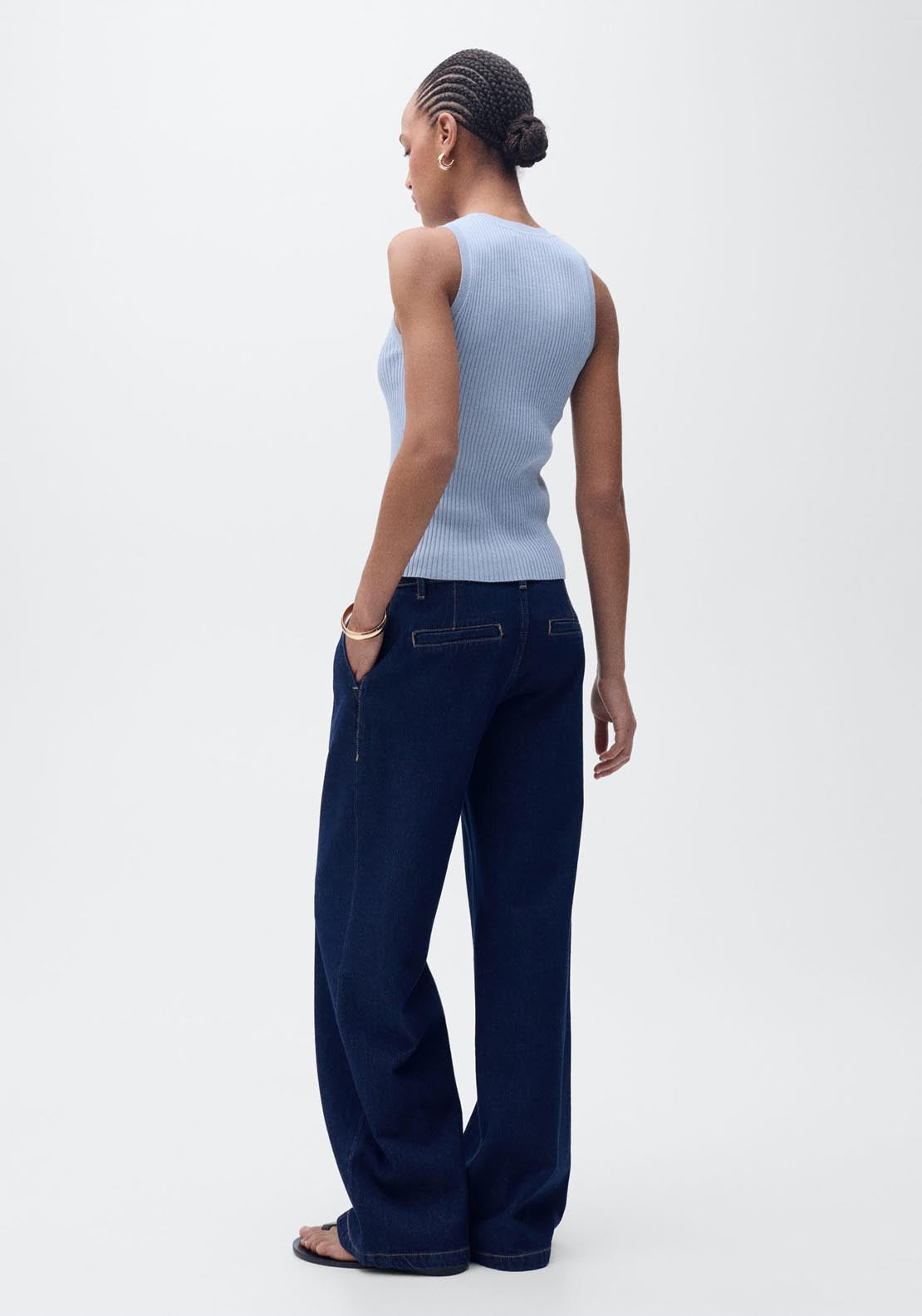 Mango Ribbed Knit Top - Light/pastel Blue 2 Shaws Department Stores