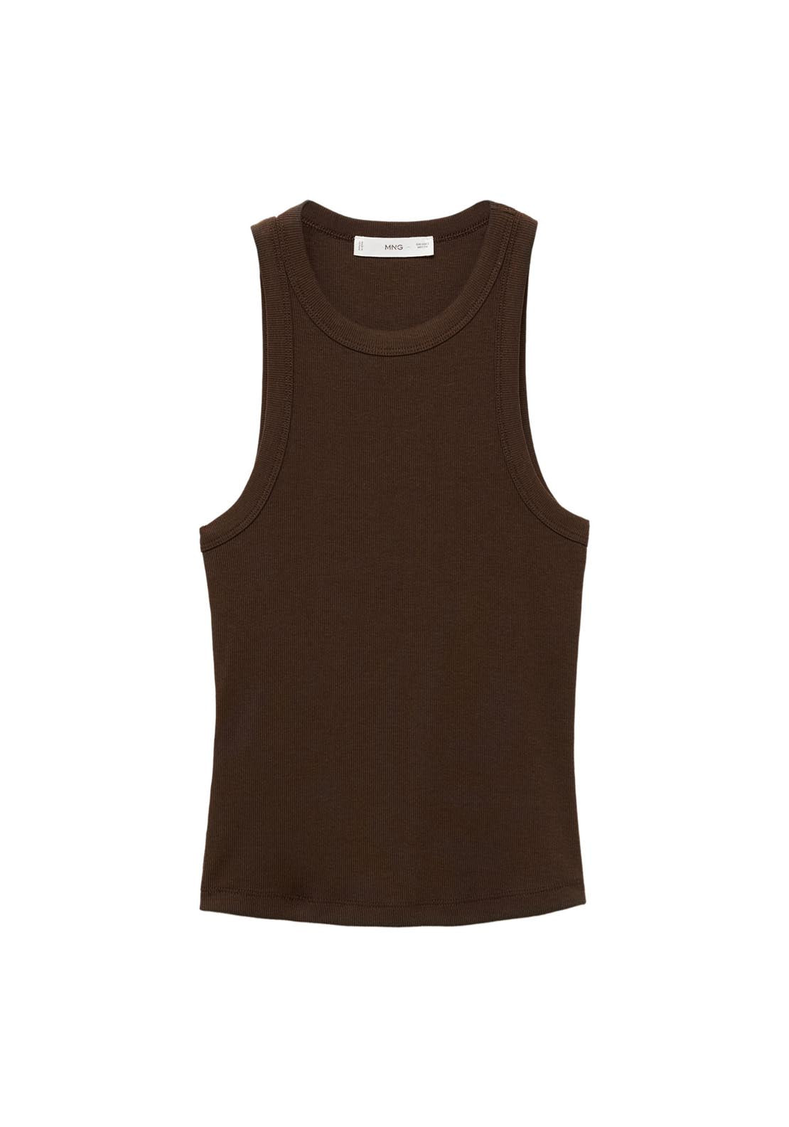 Mango Sleeveless Ribbed Top - Brown 6 Shaws Department Stores