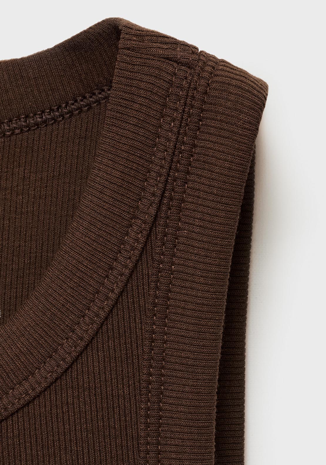 Mango Sleeveless Ribbed Top - Brown 5 Shaws Department Stores