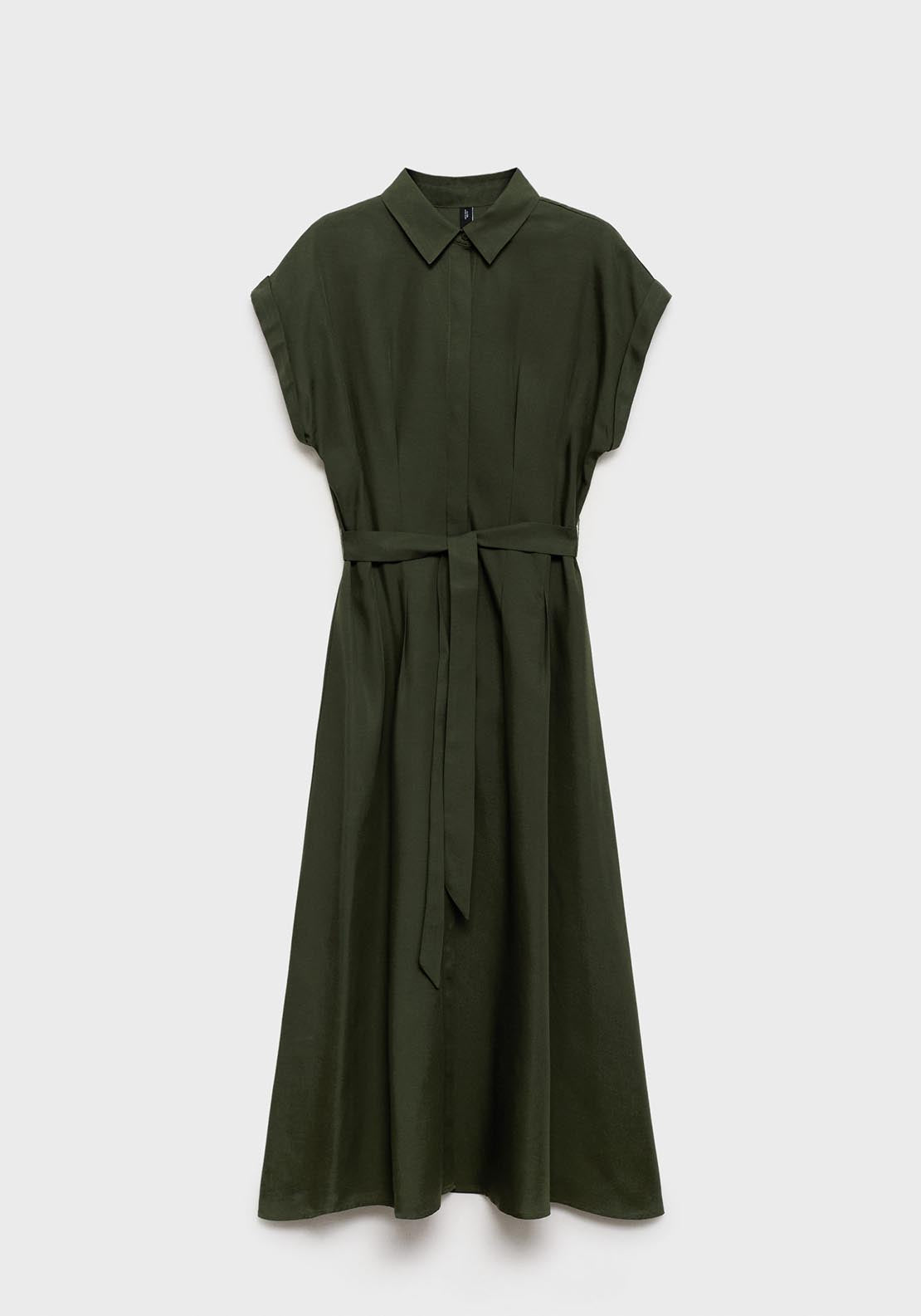 Mango Linen and lyocell blend belted shirt dress - Beige/khaki 7 Shaws Department Stores