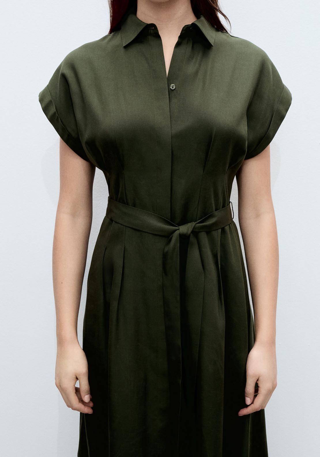 Mango Linen and lyocell blend belted shirt dress - Beige/khaki 14 Shaws Department Stores