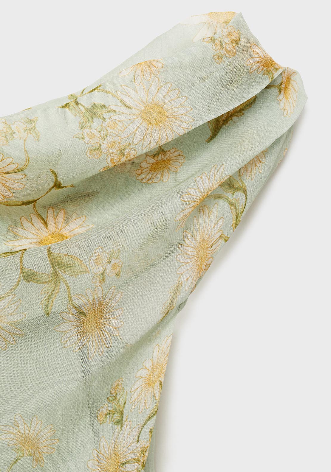 Mango Semi-transparent draped floral dress - Light/pastel Green 5 Shaws Department Stores