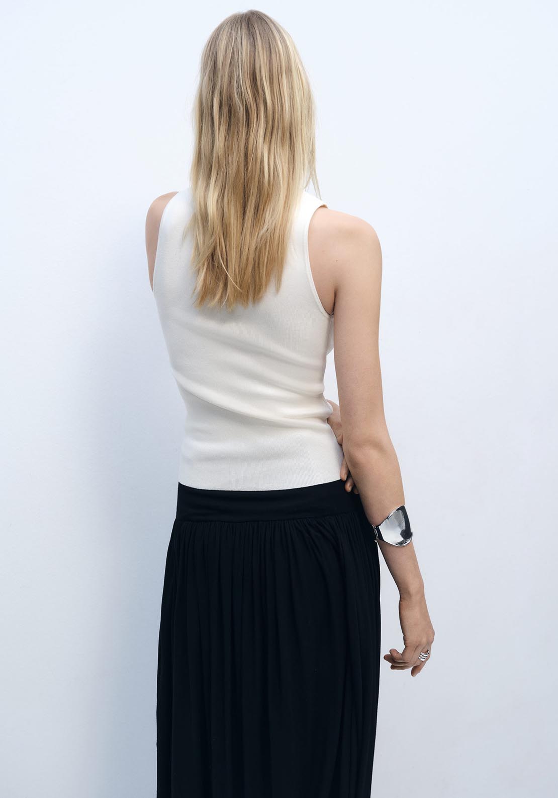 Mango Sleeveless fitted knit top - Light Beige 2 Shaws Department Stores