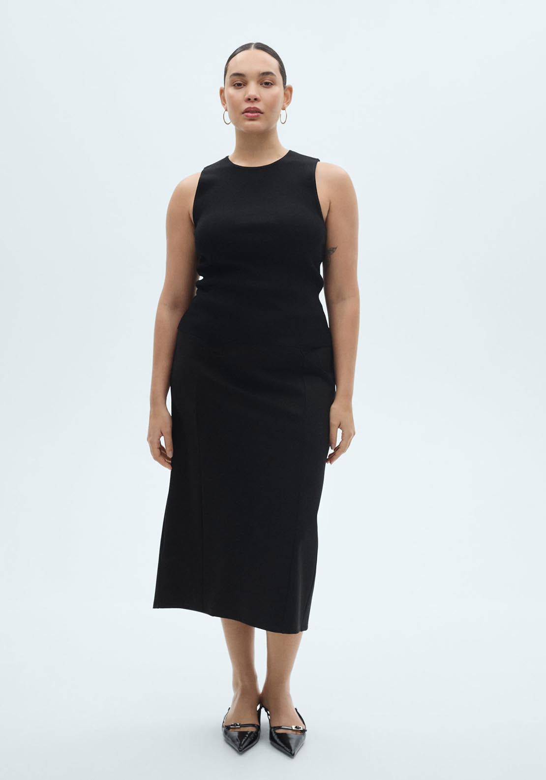 Mango Sleeveless fitted knit top - Black 4 Shaws Department Stores