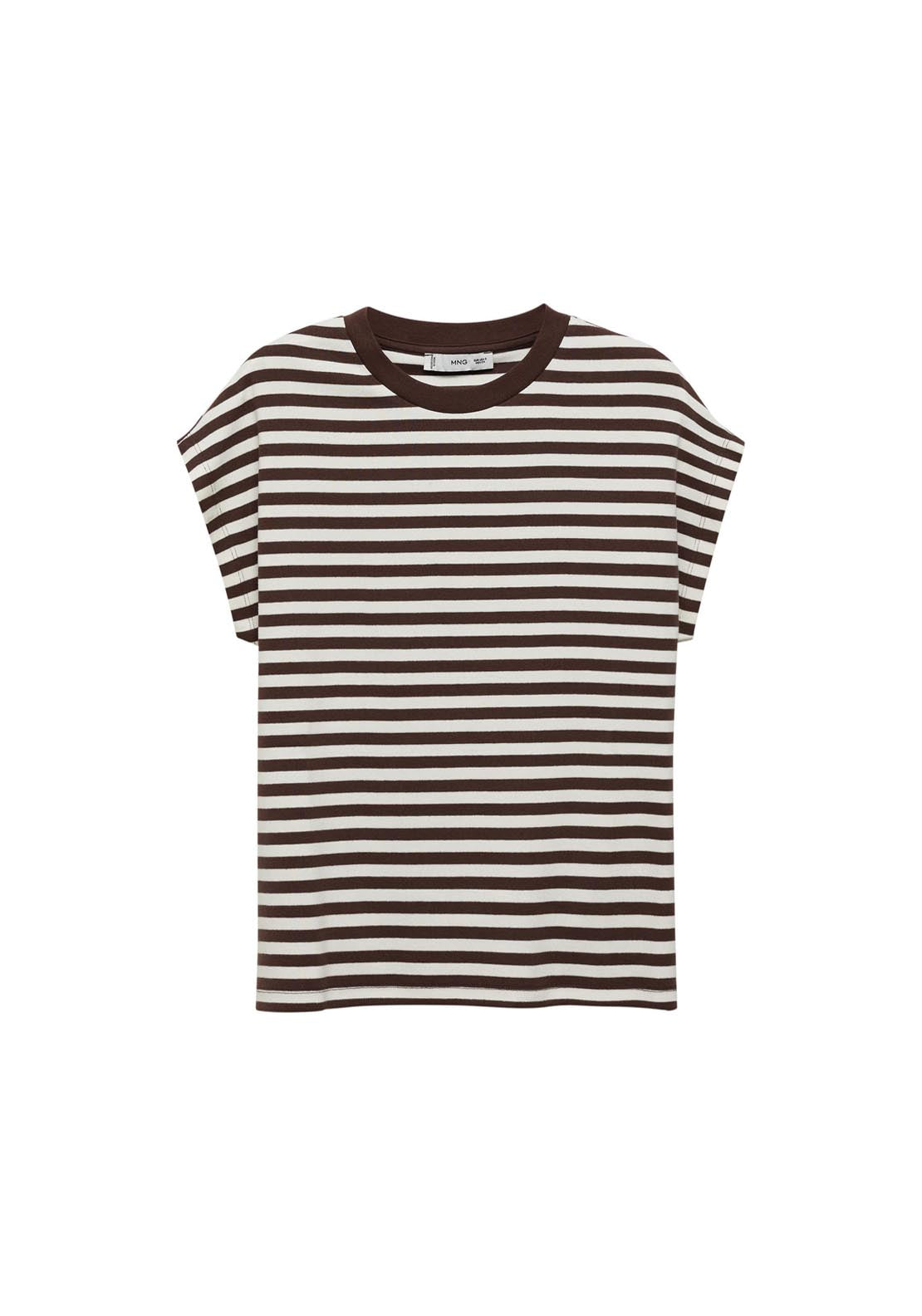 Mango Striped Short Sleeved T-Shirt - Brown 6 Shaws Department Stores