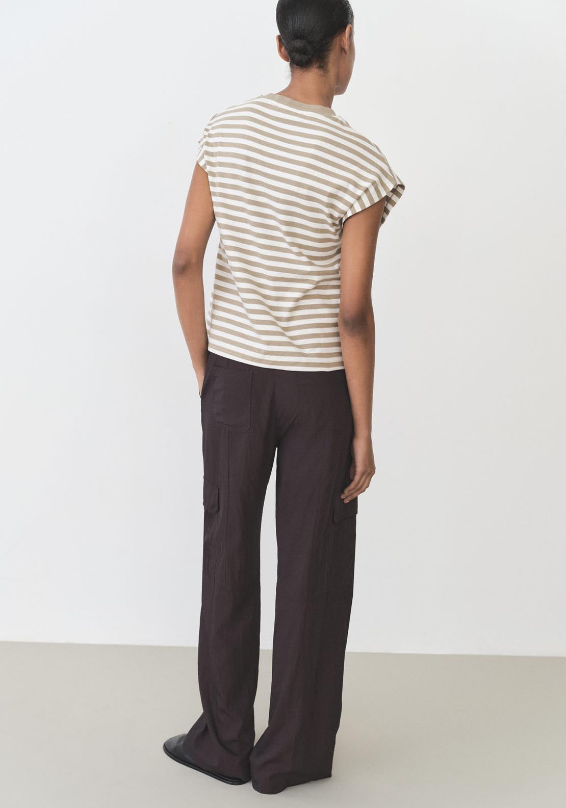 Mango Striped Short Sleeved T-Shirt - Beige/khaki 2 Shaws Department Stores