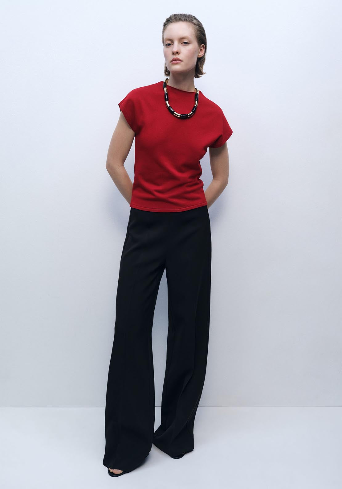 Mango Sleeveless fine knit sweater - Red 2 Shaws Department Stores