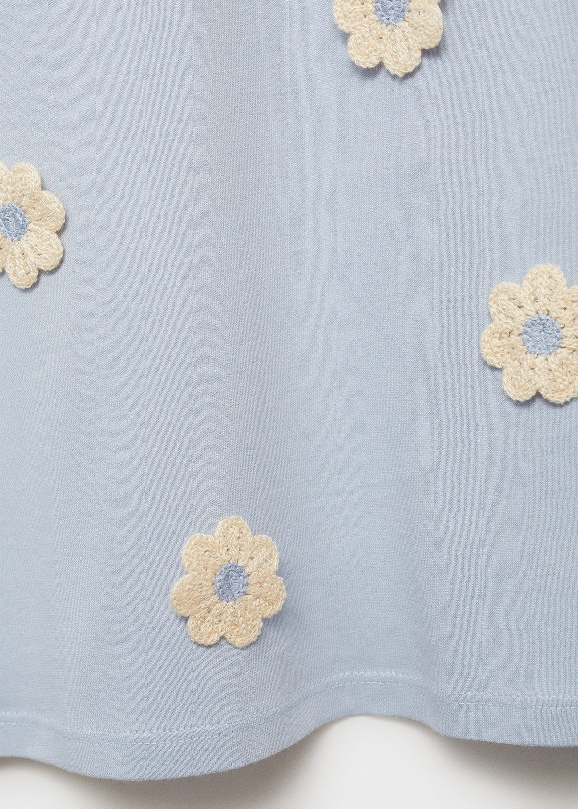 Mango Cotton T-shirt with flower detail - Medium Blue 8 Shaws Department Stores