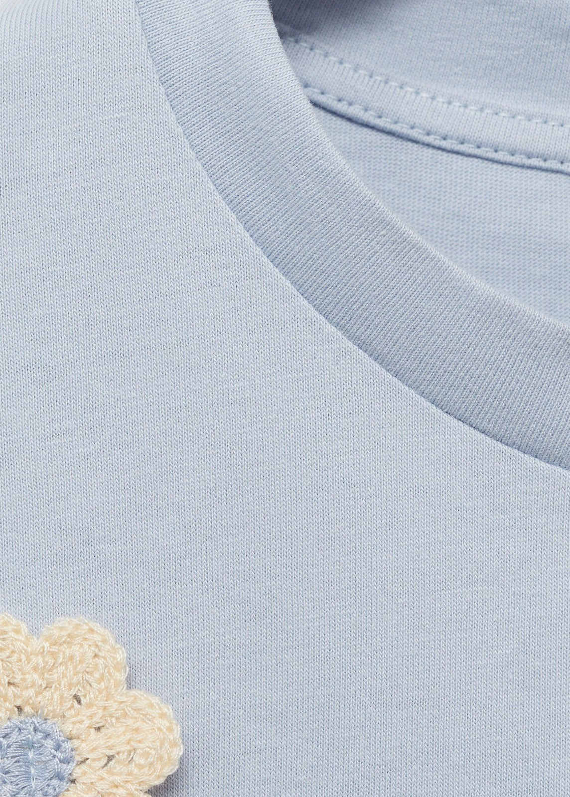 Mango Cotton T-shirt with flower detail - Medium Blue 5 Shaws Department Stores