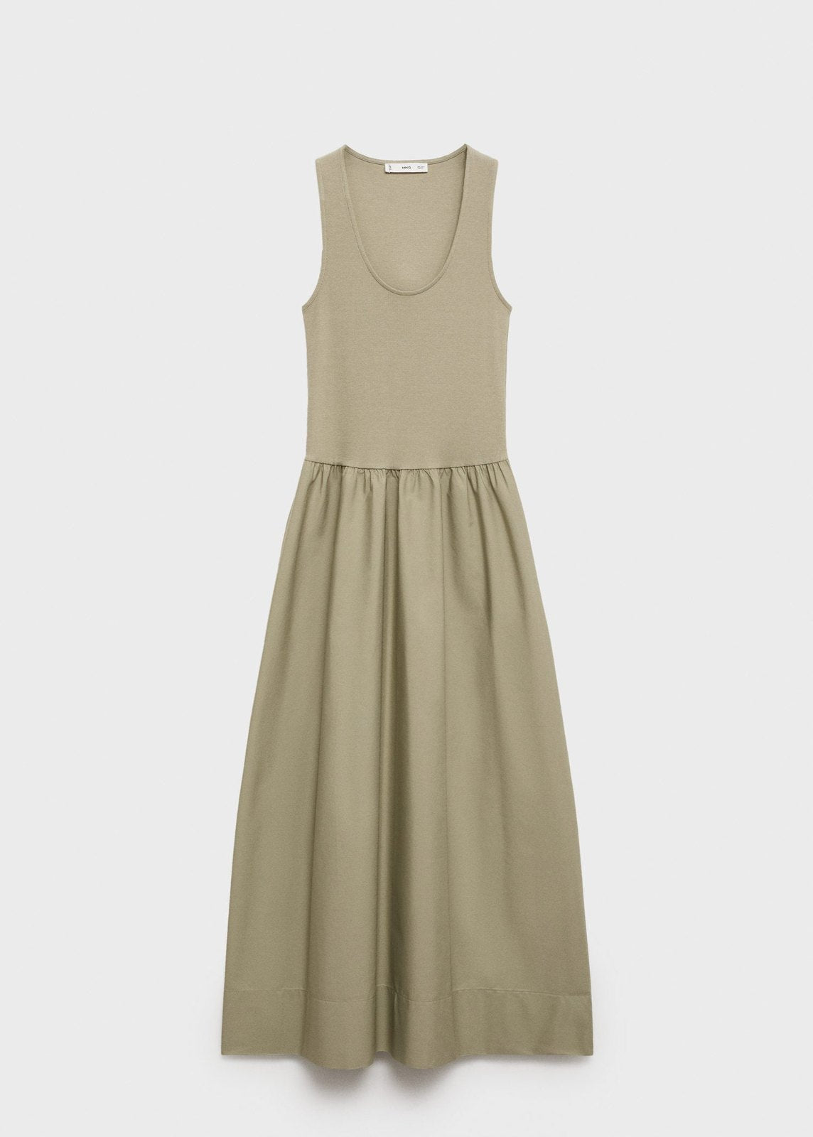 Mango Flared dress in combined fabric - Beige/khaki 7 Shaws Department Stores