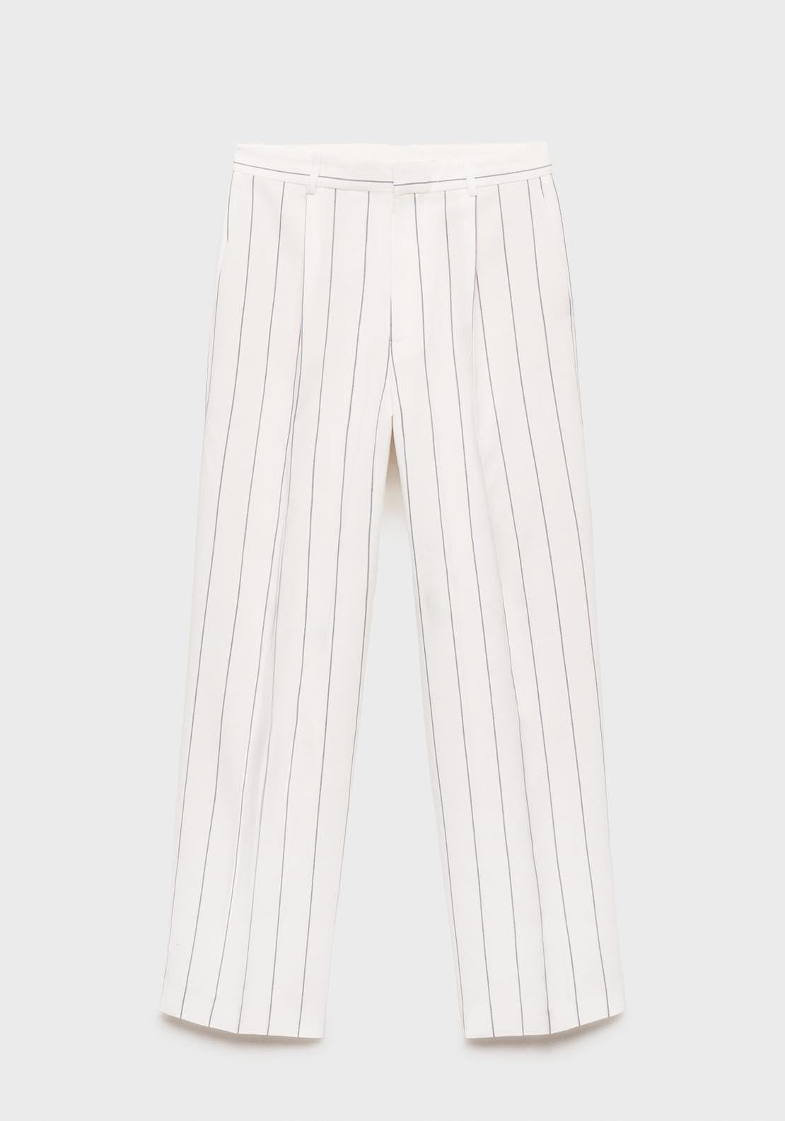 Mango Striped Suit Trousers - White 8 Shaws Department Stores