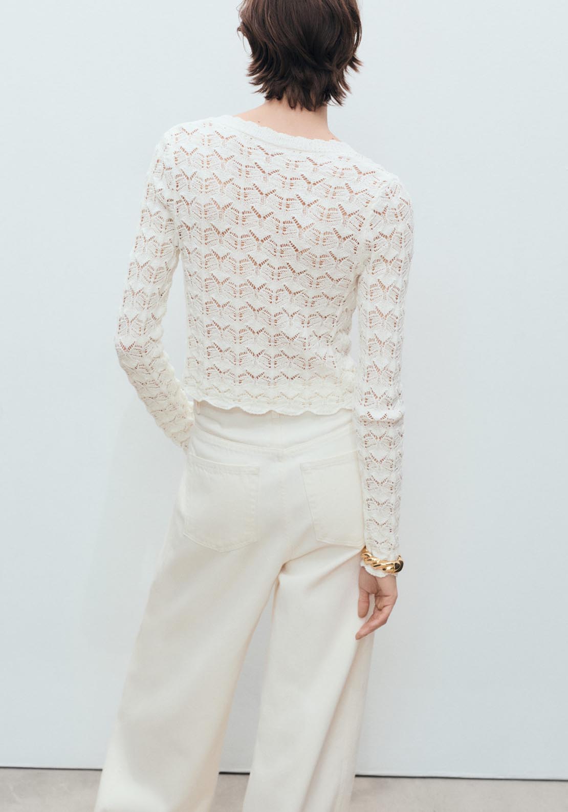 Mango Crochet Cardigan With Bow Closure - White 2 Shaws Department Stores