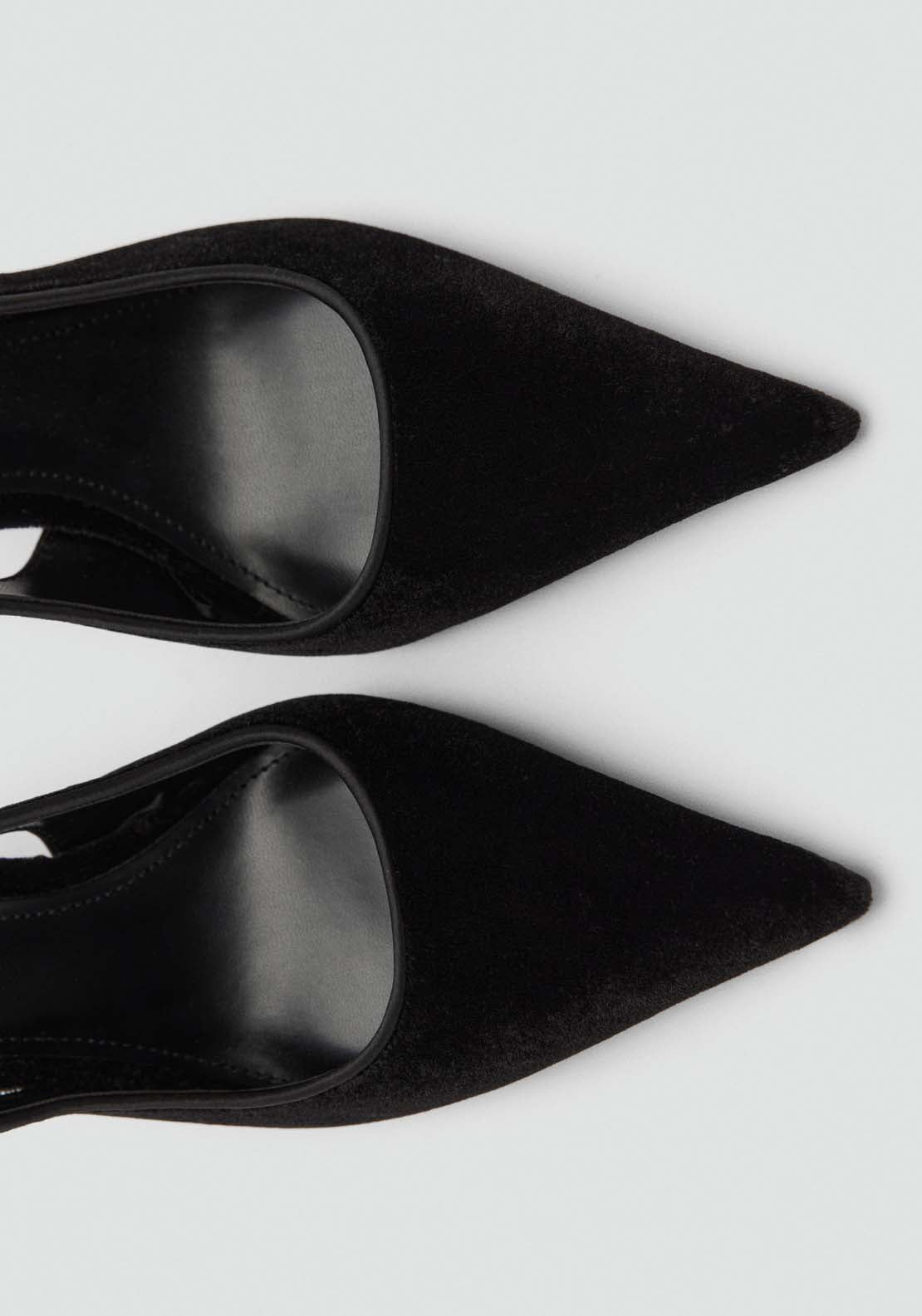 Mango Velvet heeled shoes - Black 2 Shaws Department Stores