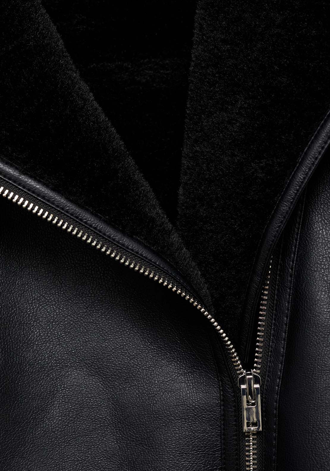 Mango Jacket with shearling-effect lining - Black 5 Shaws Department Stores