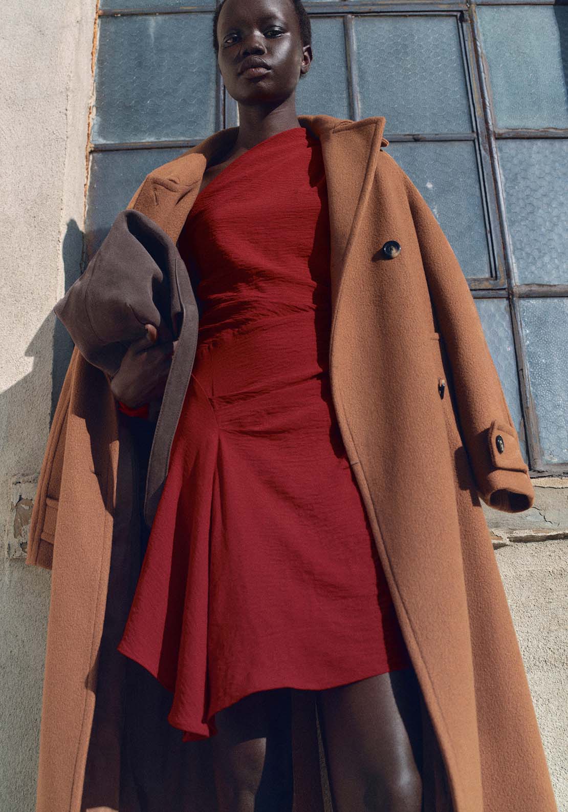 Mango Asymmetric draped gown - Red 6 Shaws Department Stores