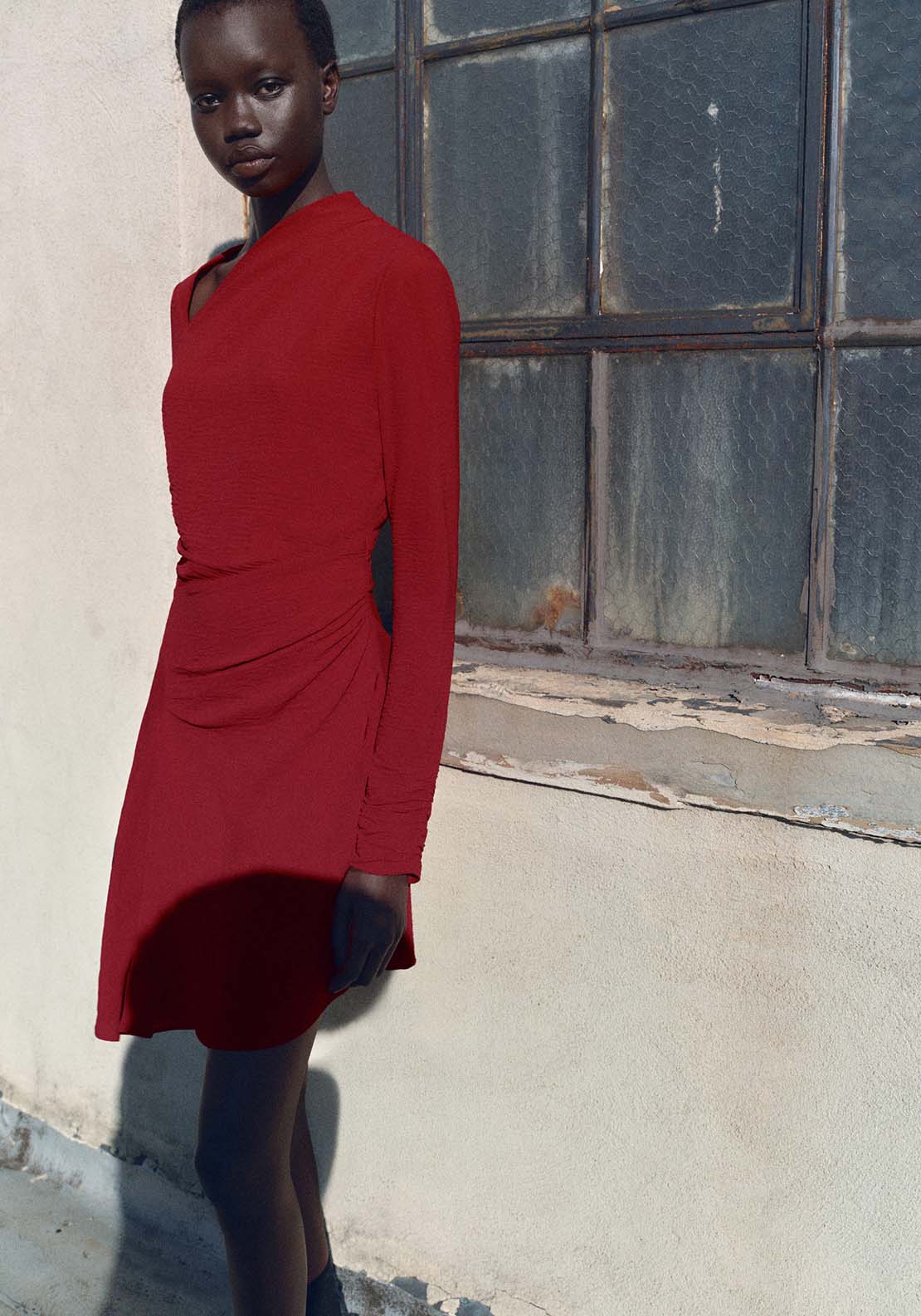 Mango Asymmetric draped gown - Red 2 Shaws Department Stores