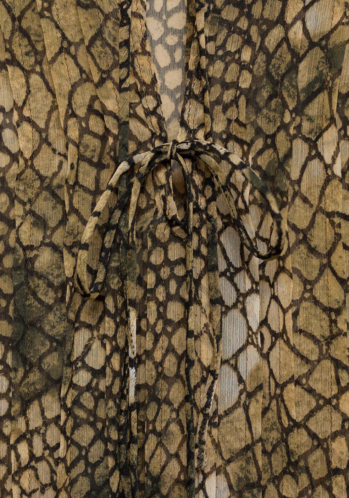 Mango Puffed-sleeve printed shirt - Brown 6 Shaws Department Stores