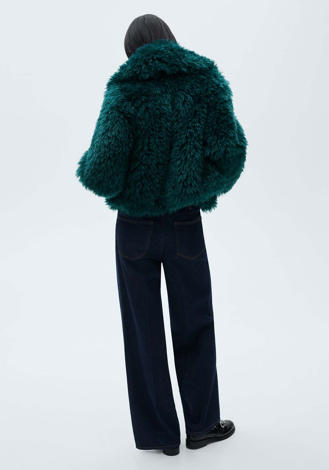 Mango Coat with fur-effect lapels - Medium Blue 5 Shaws Department Stores