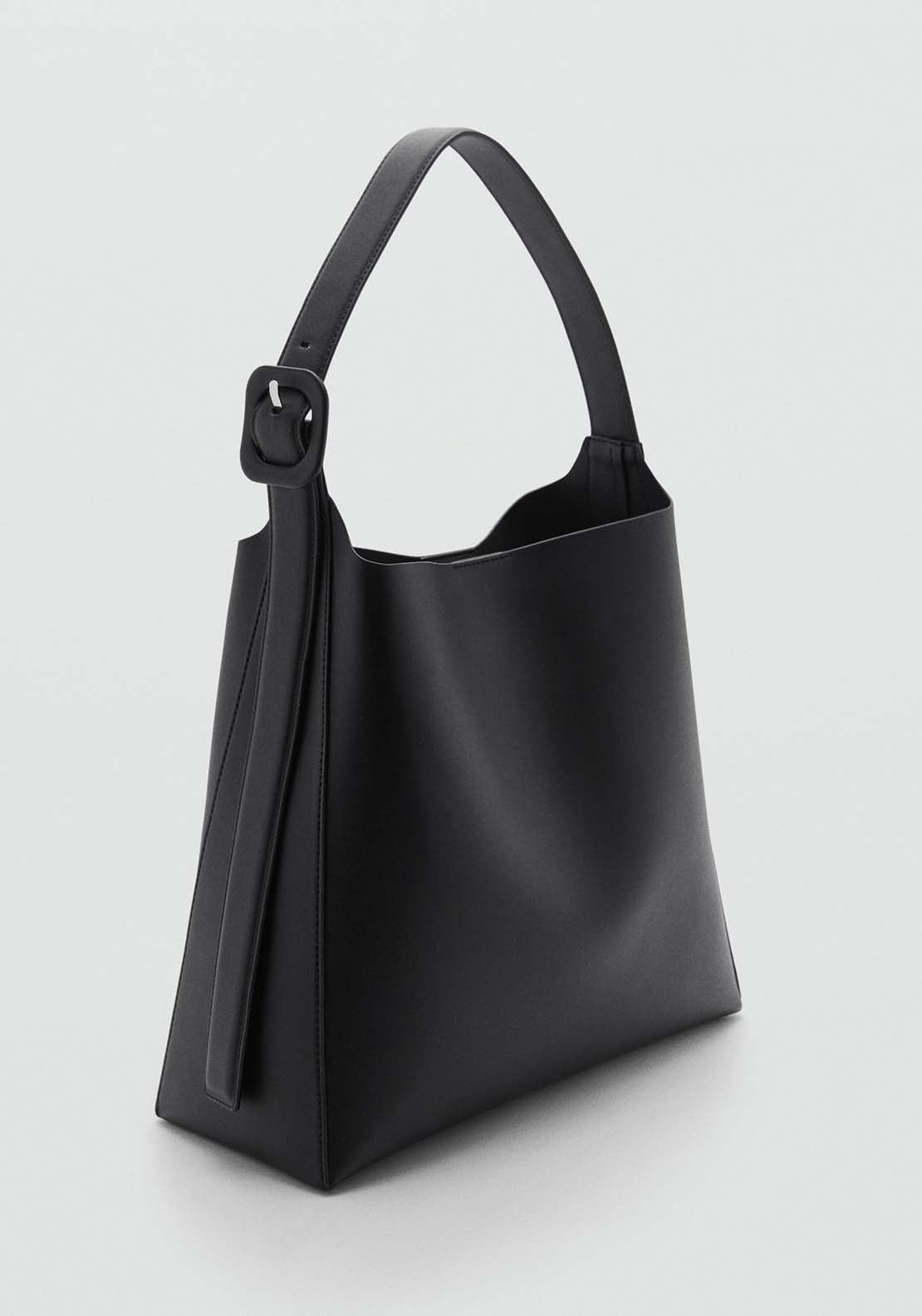 Mango Shopper bag with buckle - Black 4 Shaws Department Stores