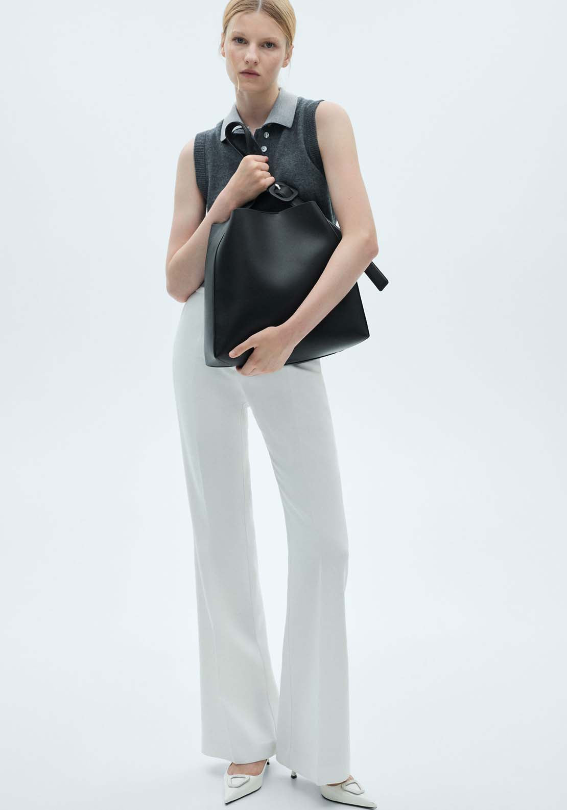 Mango Shopper bag with buckle - Black 1 Shaws Department Stores