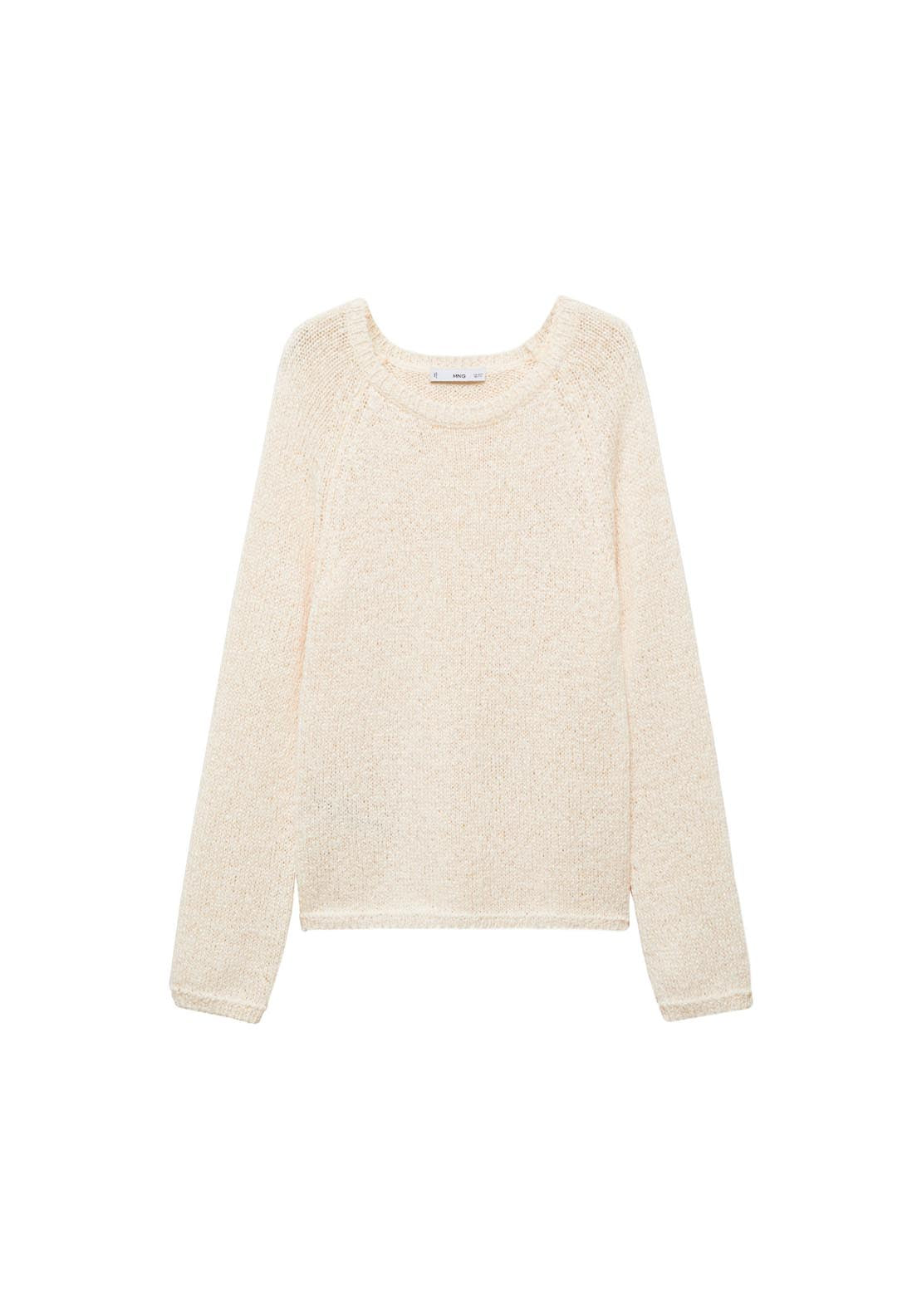 Mango Round Neck Crochet Sweater - Light Beige 6 Shaws Department Stores