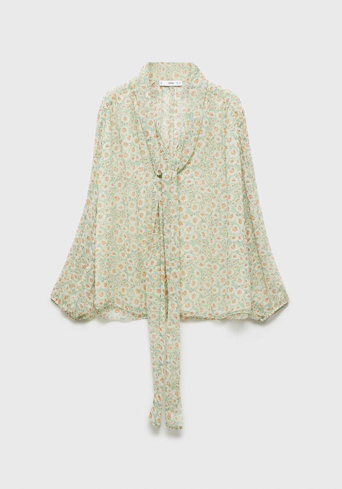 Mango Floral tie blouse - Green 21 Shaws Department Stores