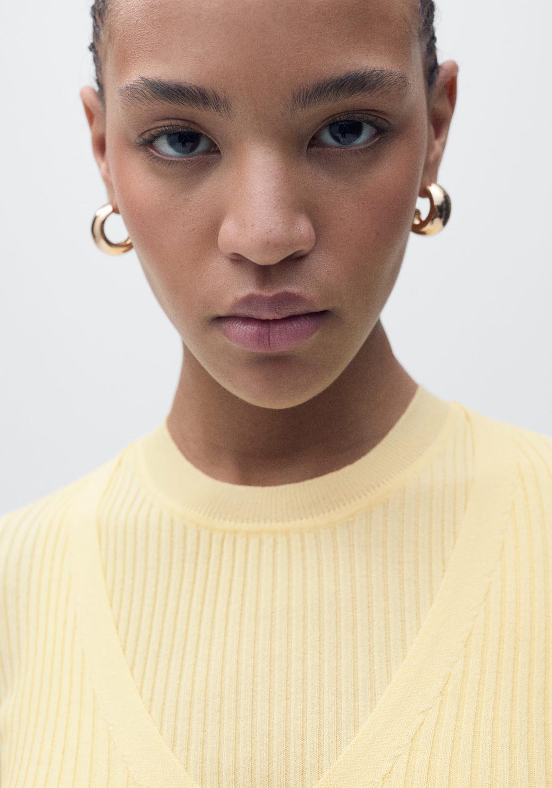 Mango V Neck Ribbed Knitted Cardigan - Light/pastel Yellow 3 Shaws Department Stores