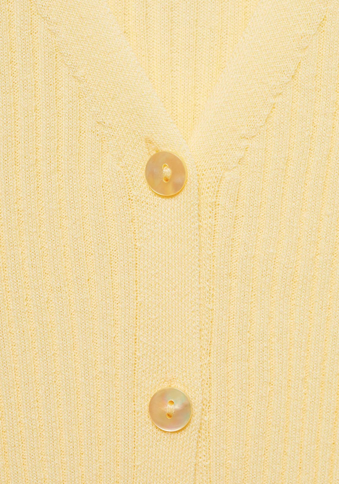 Mango V Neck Ribbed Knitted Cardigan - Light/pastel Yellow 4 Shaws Department Stores