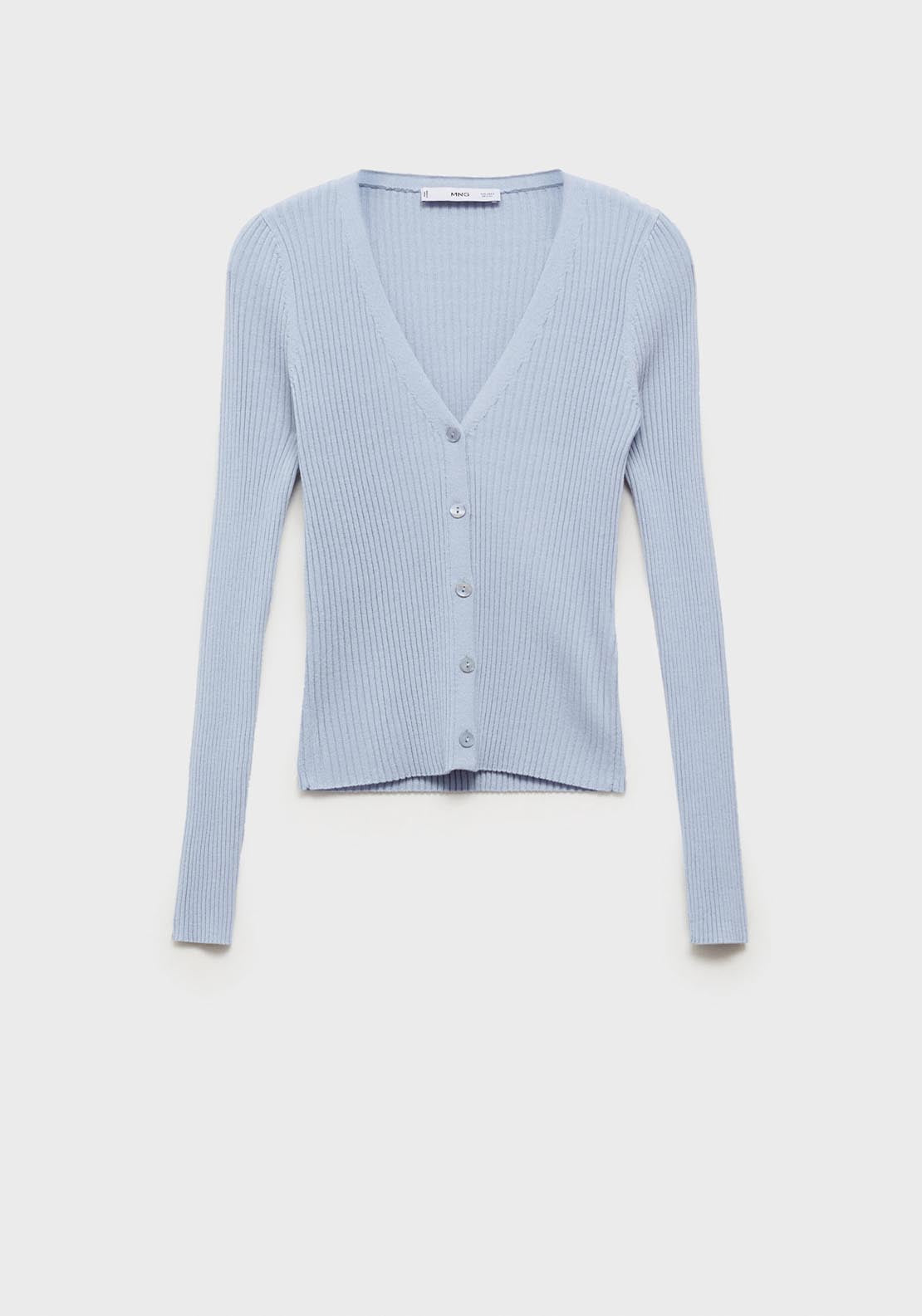 Mango V Neck Ribbed Knitted Cardigan - Light/pastel Blue 6 Shaws Department Stores