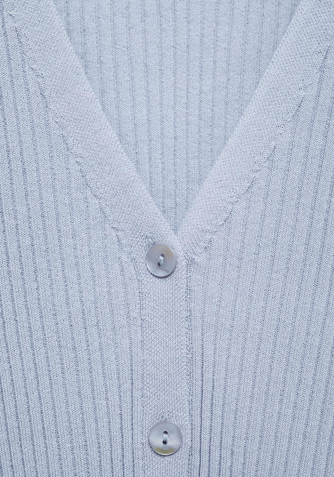 Mango V Neck Ribbed Knitted Cardigan - Light/pastel Blue 5 Shaws Department Stores