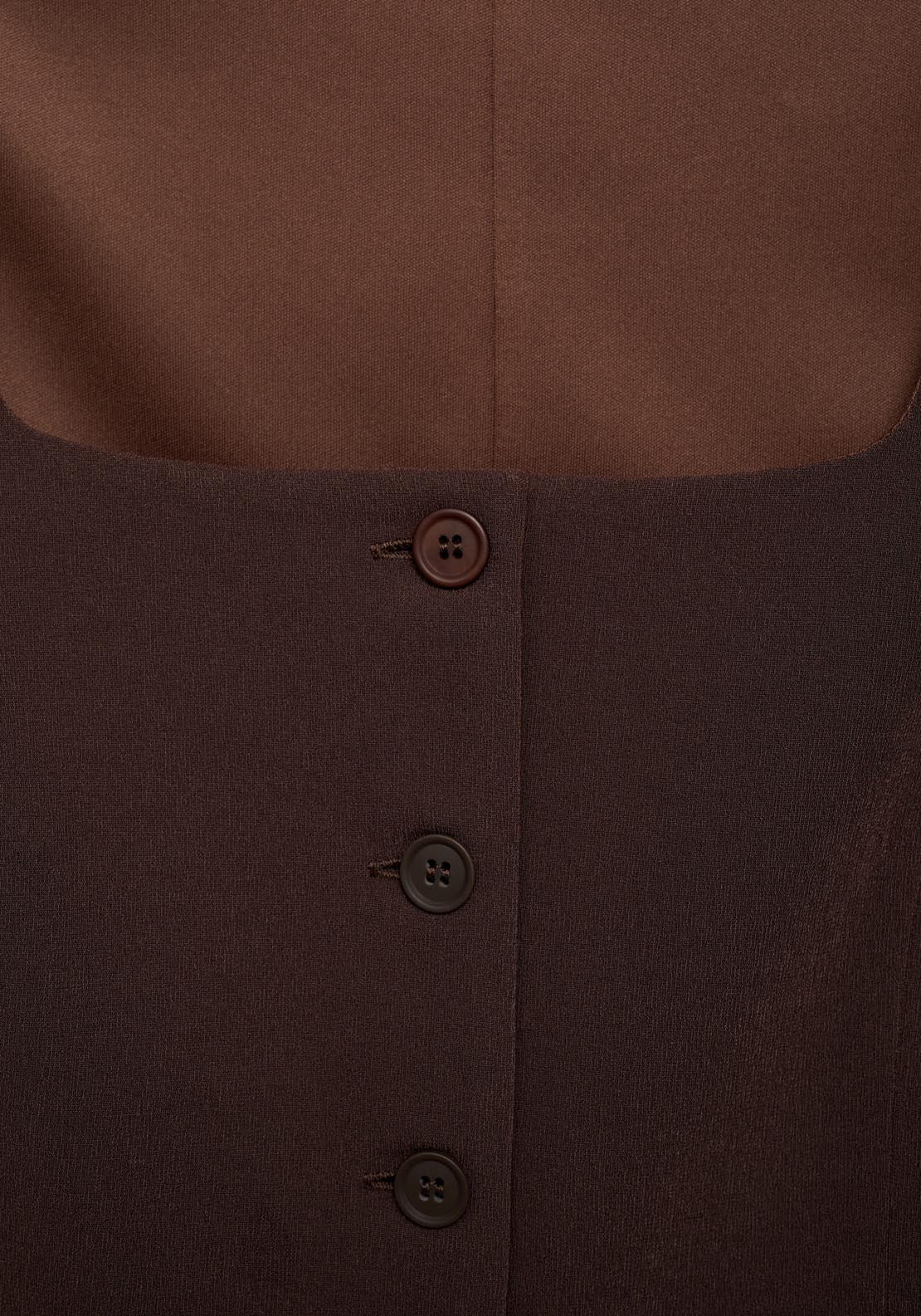 Mango Slim Fit Suit Waistcoat - Dark Brown 9 Shaws Department Stores