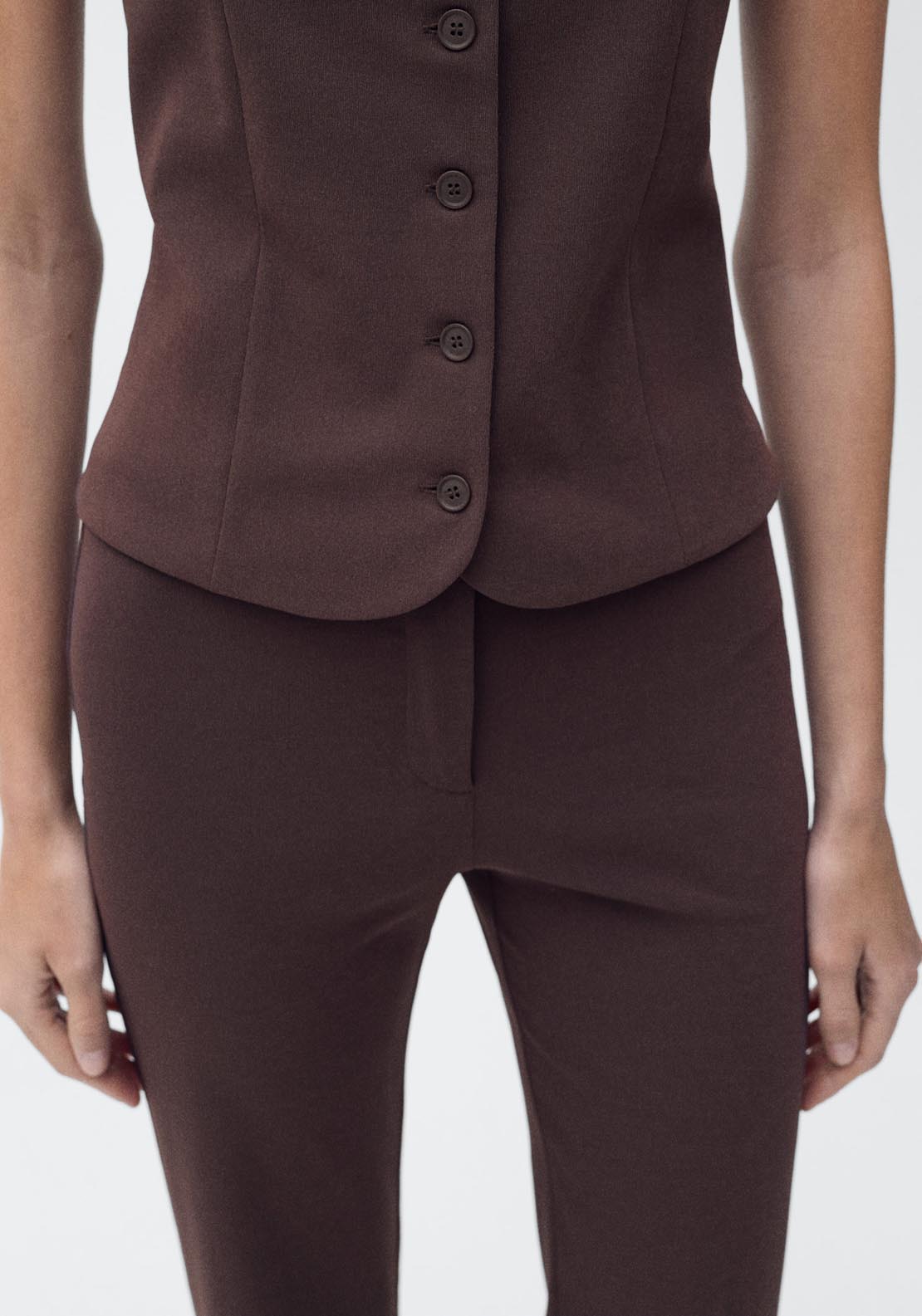 Mango Slim Fit Suit Waistcoat - Dark Brown 3 Shaws Department Stores