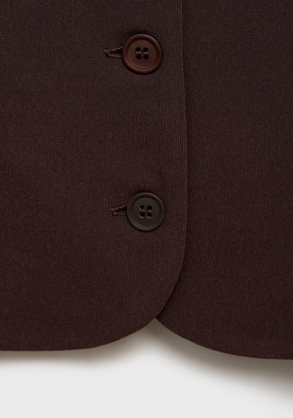 Mango Slim Fit Suit Waistcoat - Dark Brown 8 Shaws Department Stores