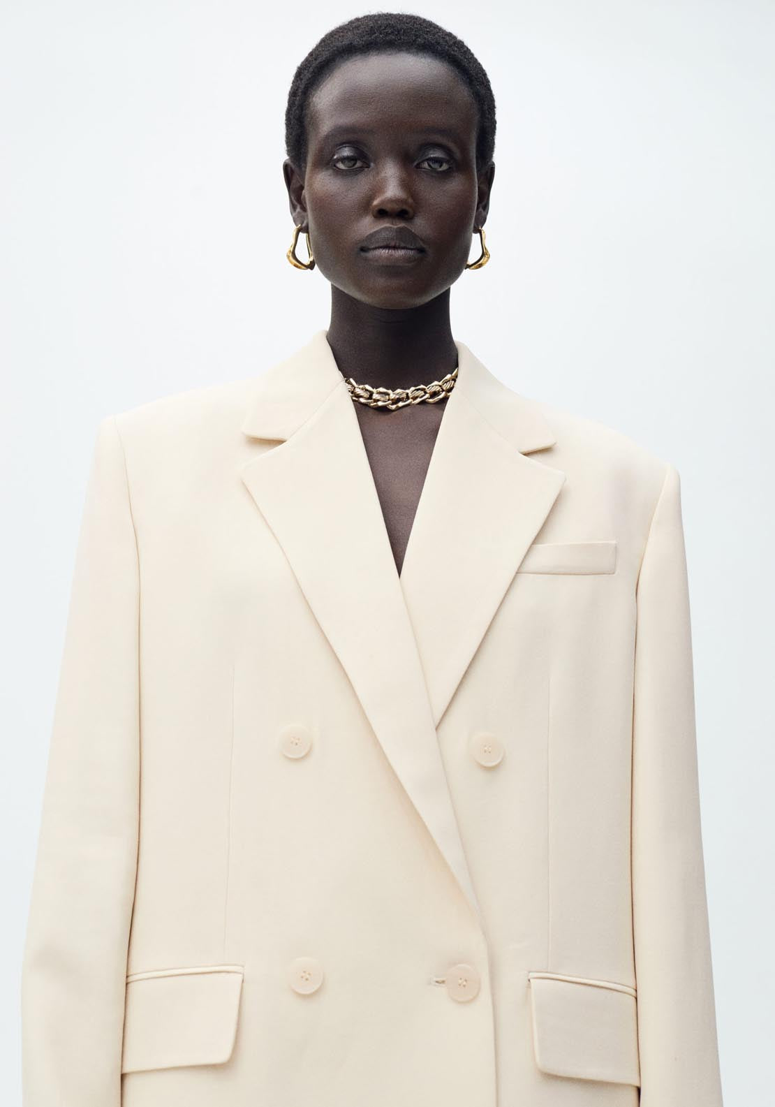 Mango Double-Breasted Suit Jacket - Light/pastel Yellow 4 Shaws Department Stores