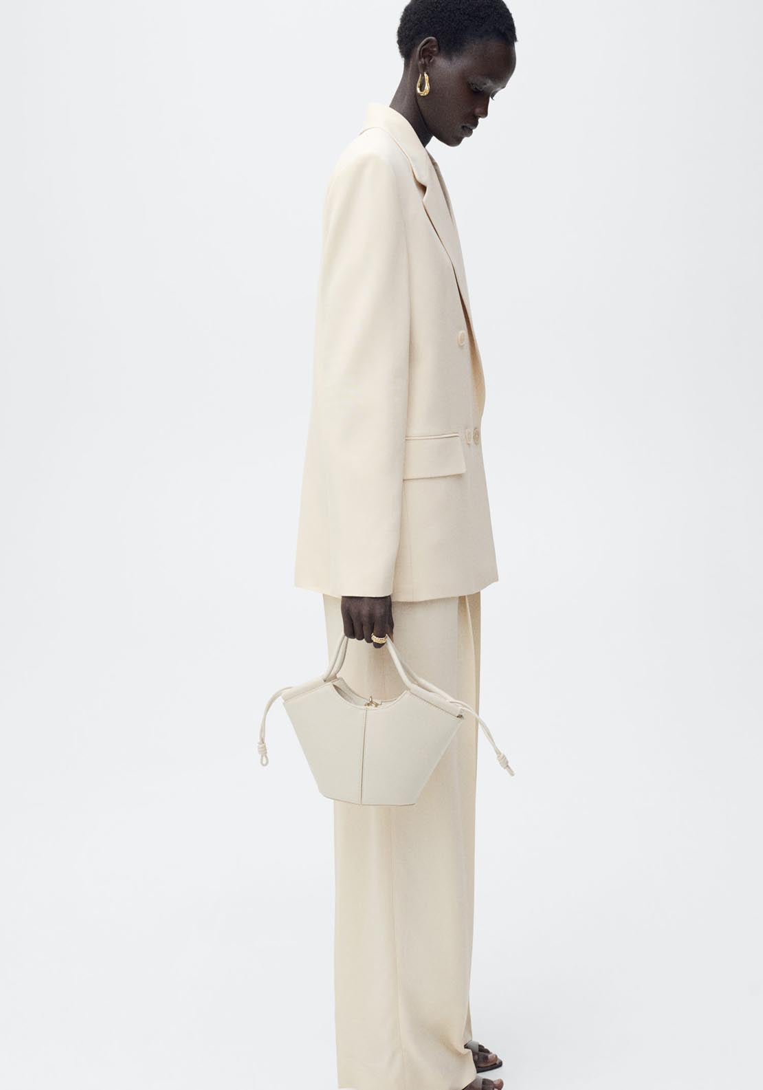 Mango Double-Breasted Suit Jacket - Light/pastel Yellow 5 Shaws Department Stores