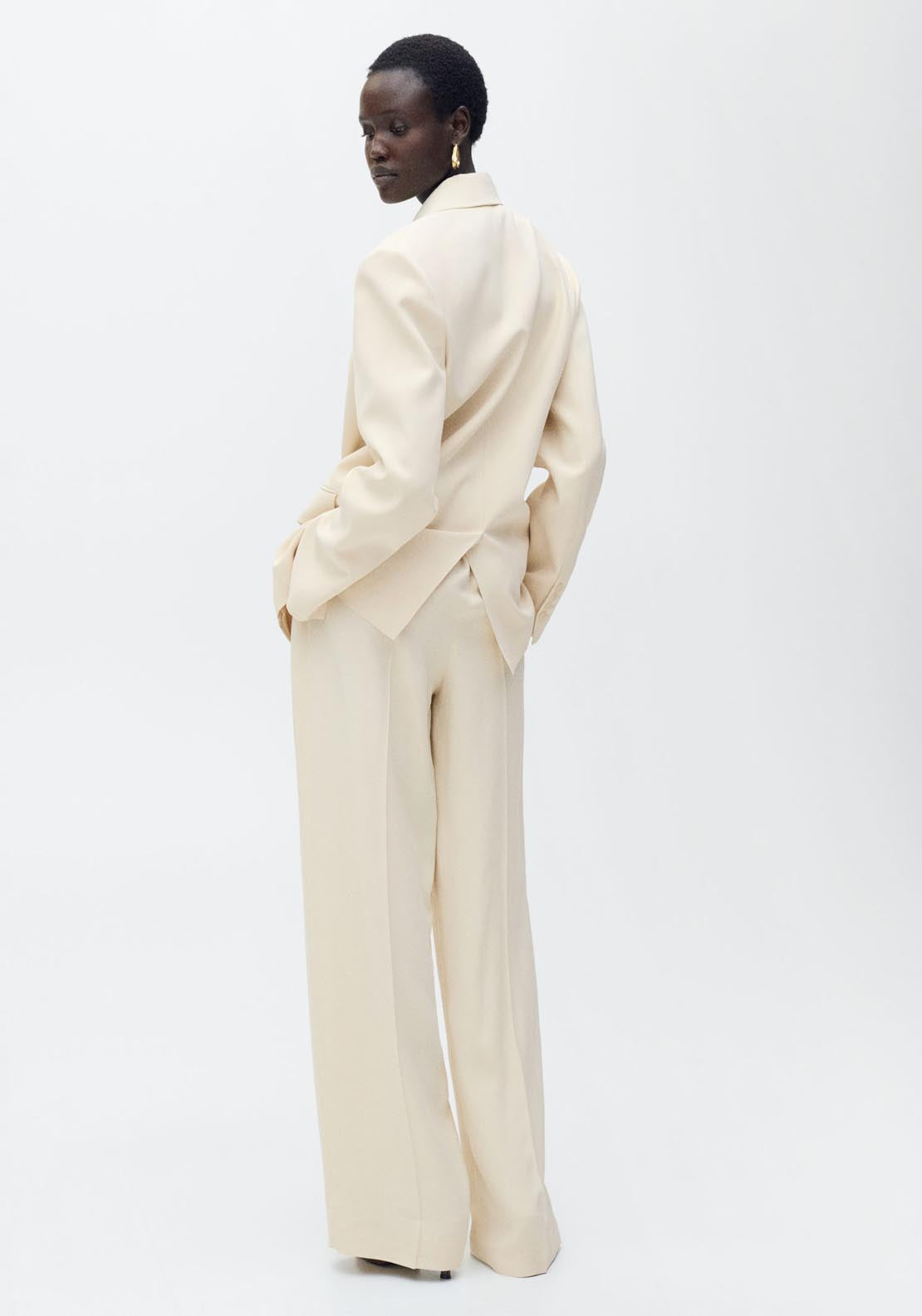 Mango Double-Breasted Suit Jacket - Light/pastel Yellow 2 Shaws Department Stores