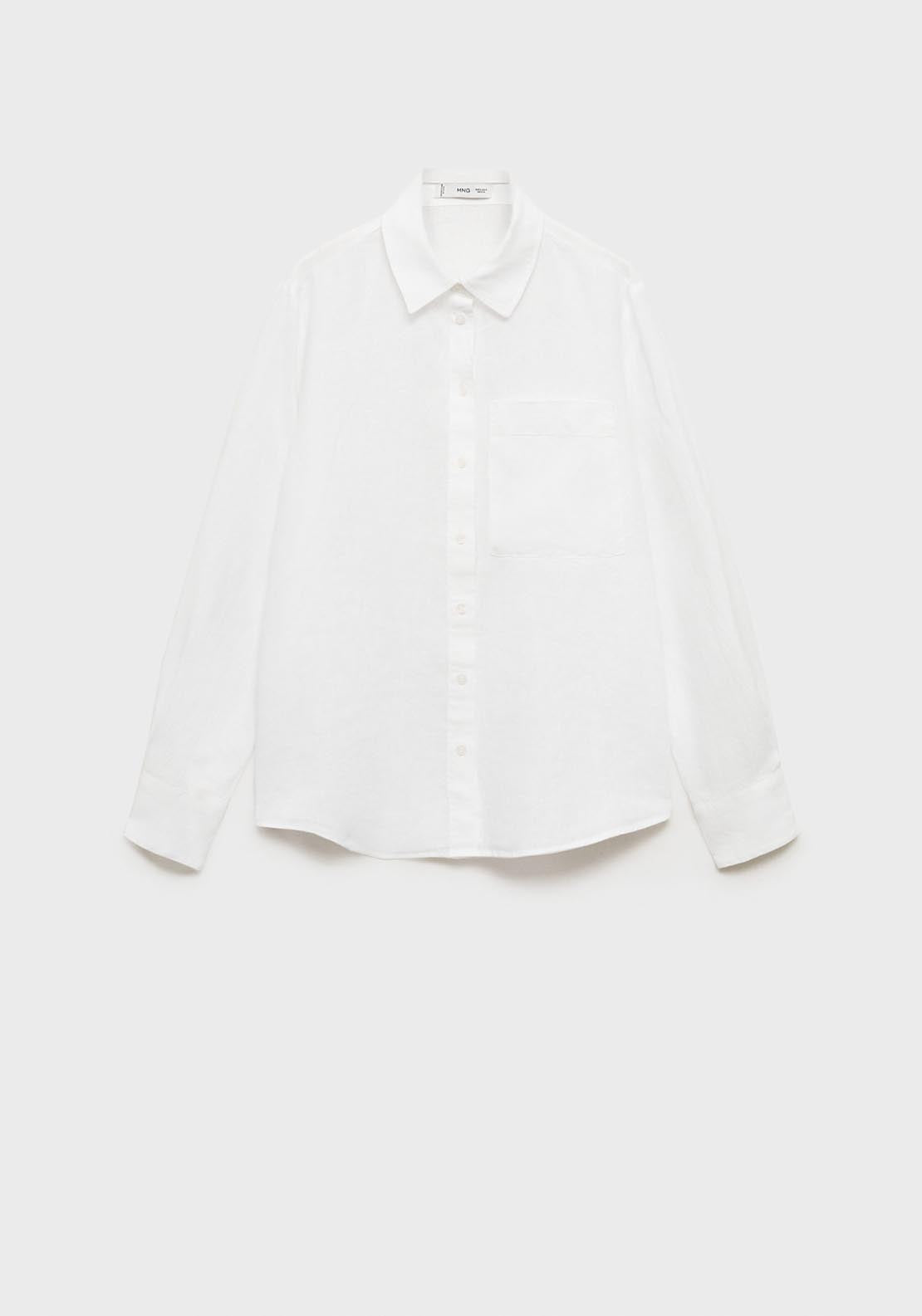 Mango Pocket Linen Shirt - Beige 8 Shaws Department Stores