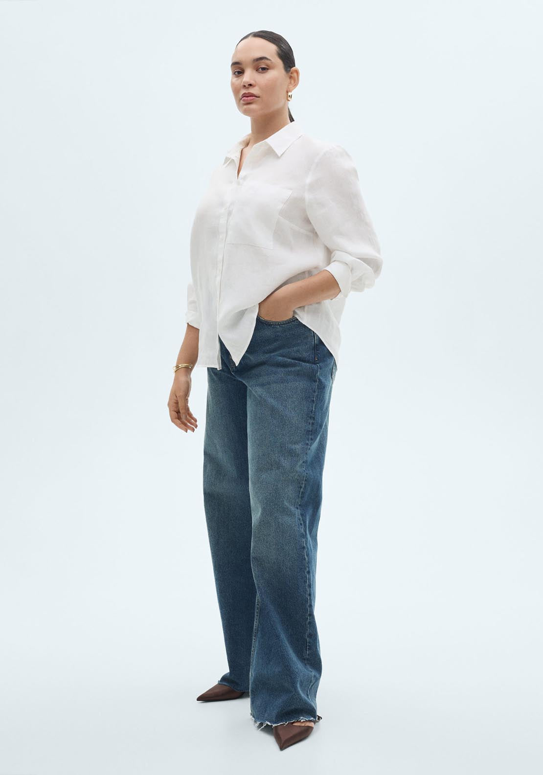 Mango Pocket Linen Shirt - Beige 5 Shaws Department Stores