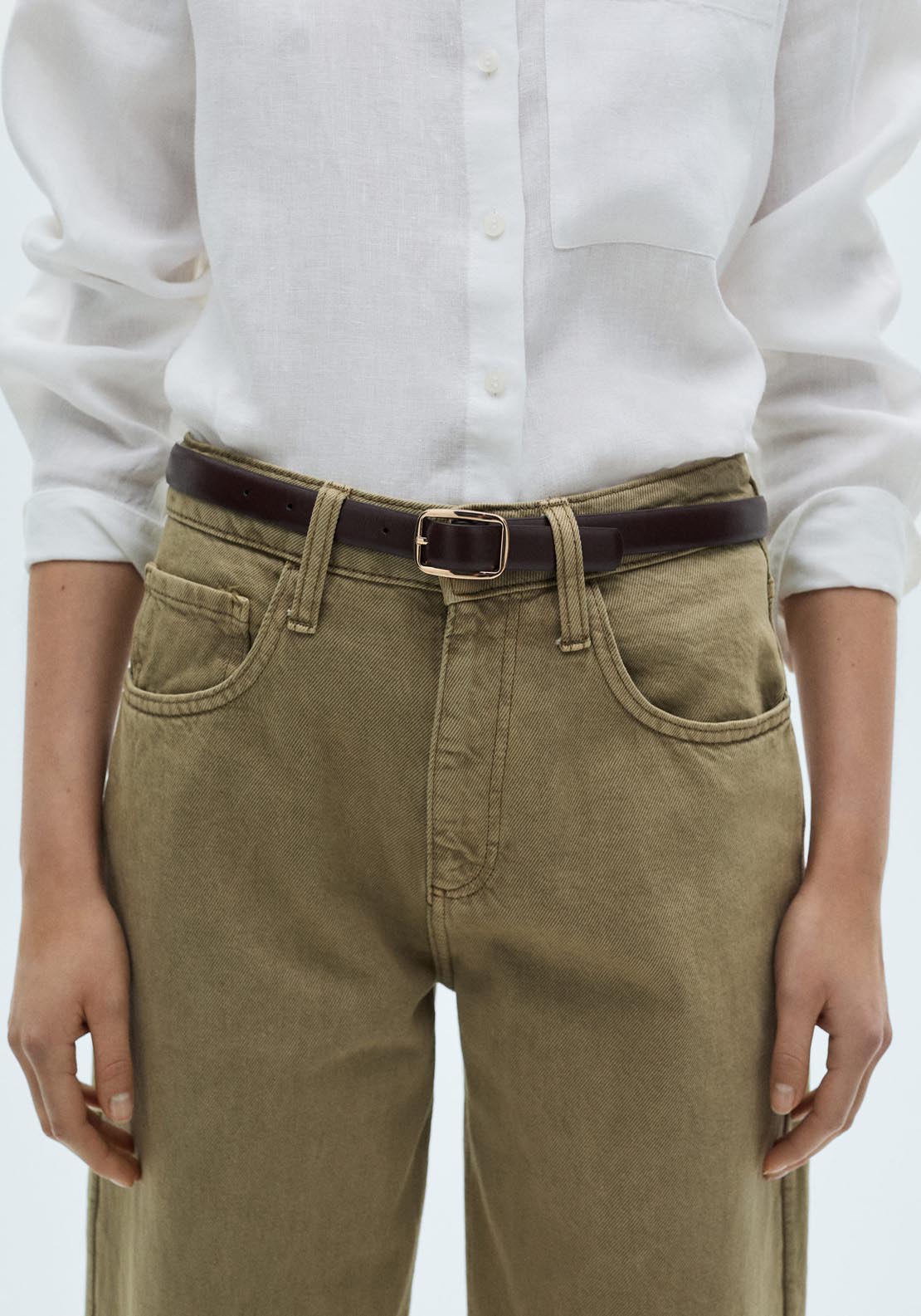 Mango Pocket Linen Shirt - Beige 3 Shaws Department Stores