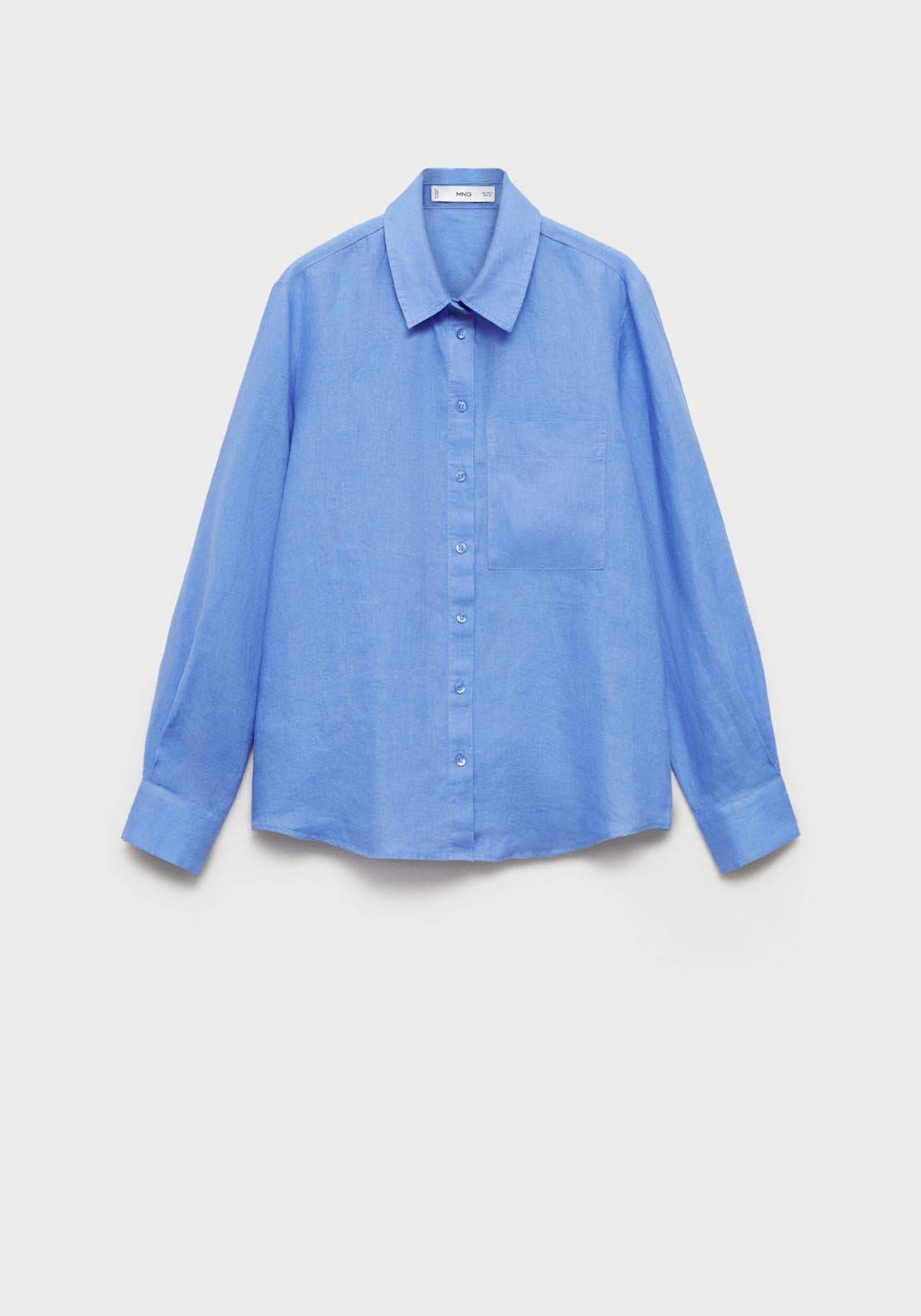 Mango Pocket Linen Shirt - Medium Blue 7 Shaws Department Stores