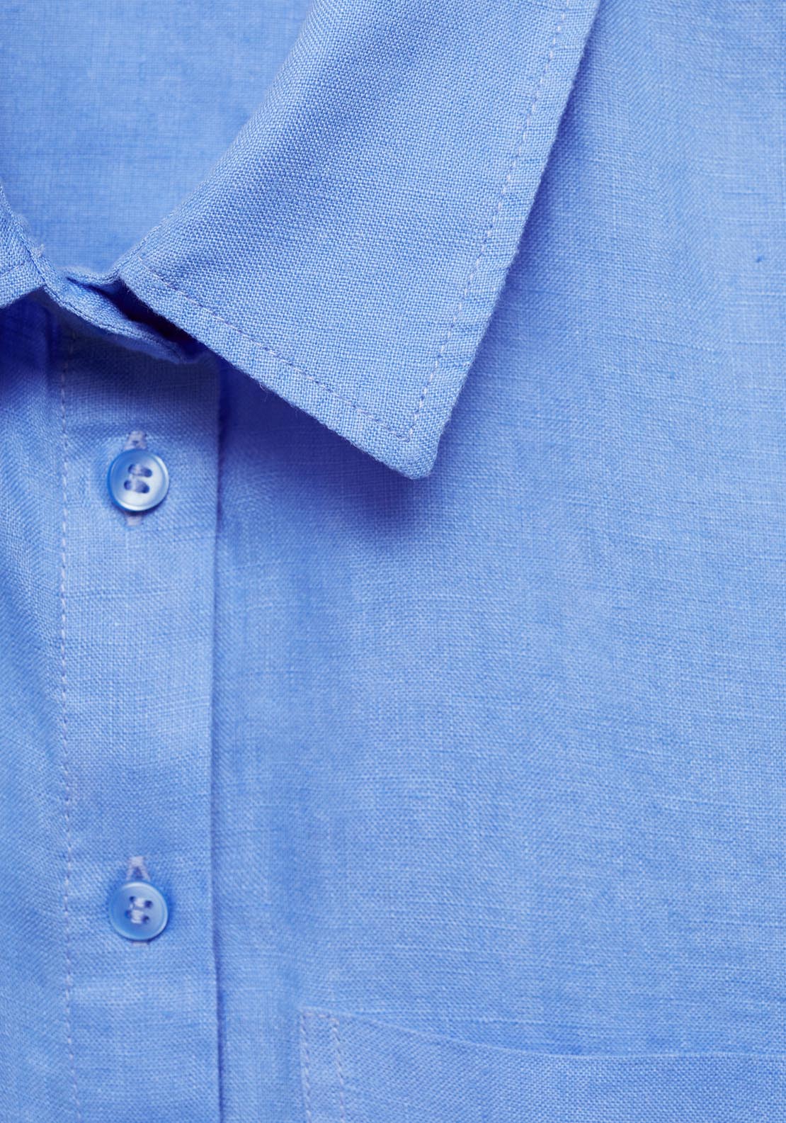 Mango Pocket Linen Shirt - Medium Blue 6 Shaws Department Stores