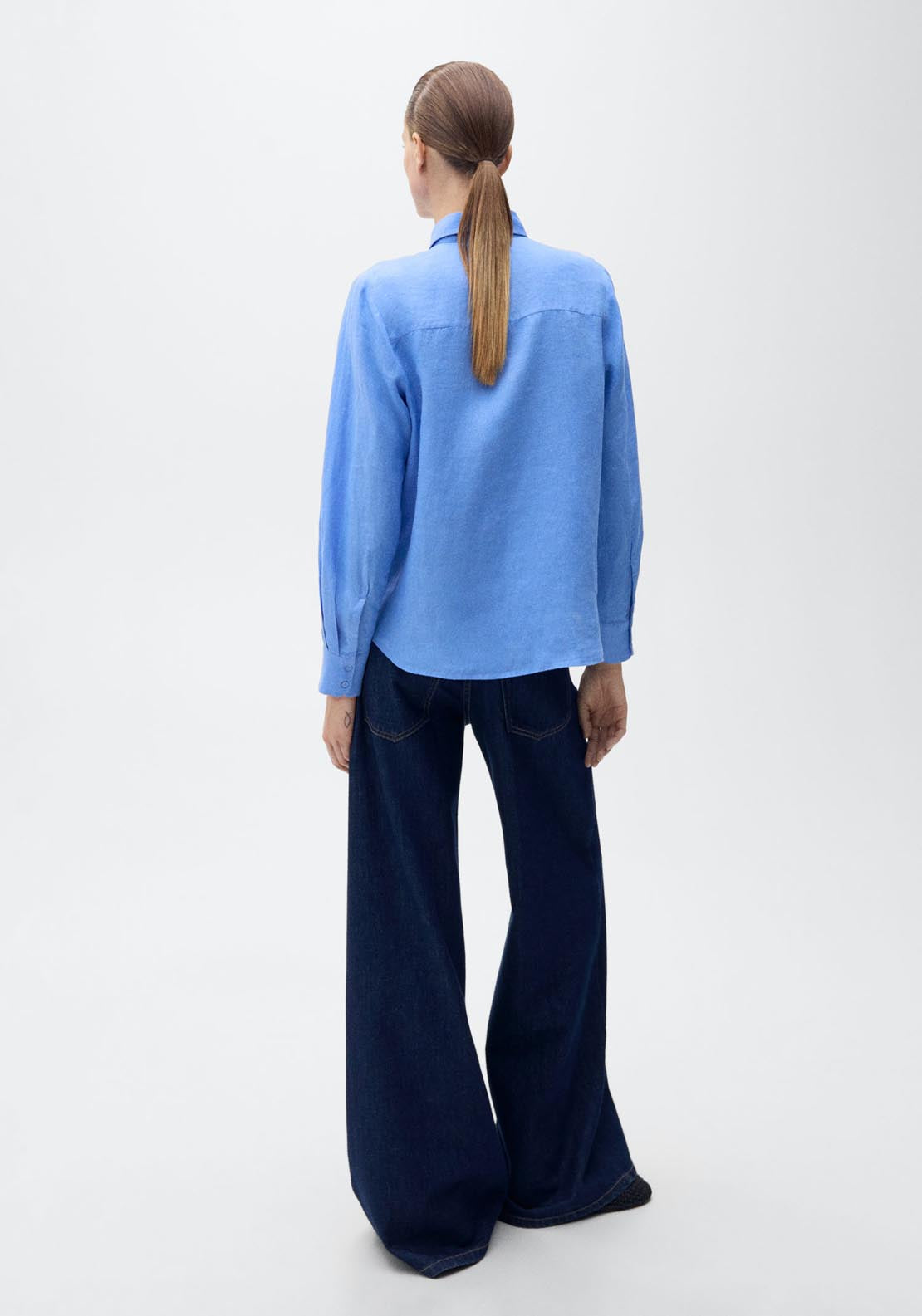Mango Pocket Linen Shirt - Medium Blue 2 Shaws Department Stores
